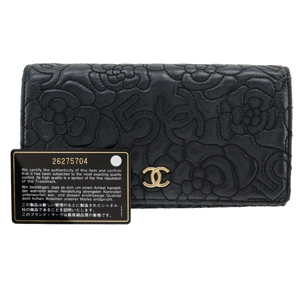 Chanel Camellia No.5 Long Wallet Leather Long Wallet A70620 in New Condition