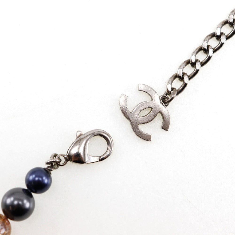 Chanel Coco Mark Necklace Metal Faux Pearl Rhinestone