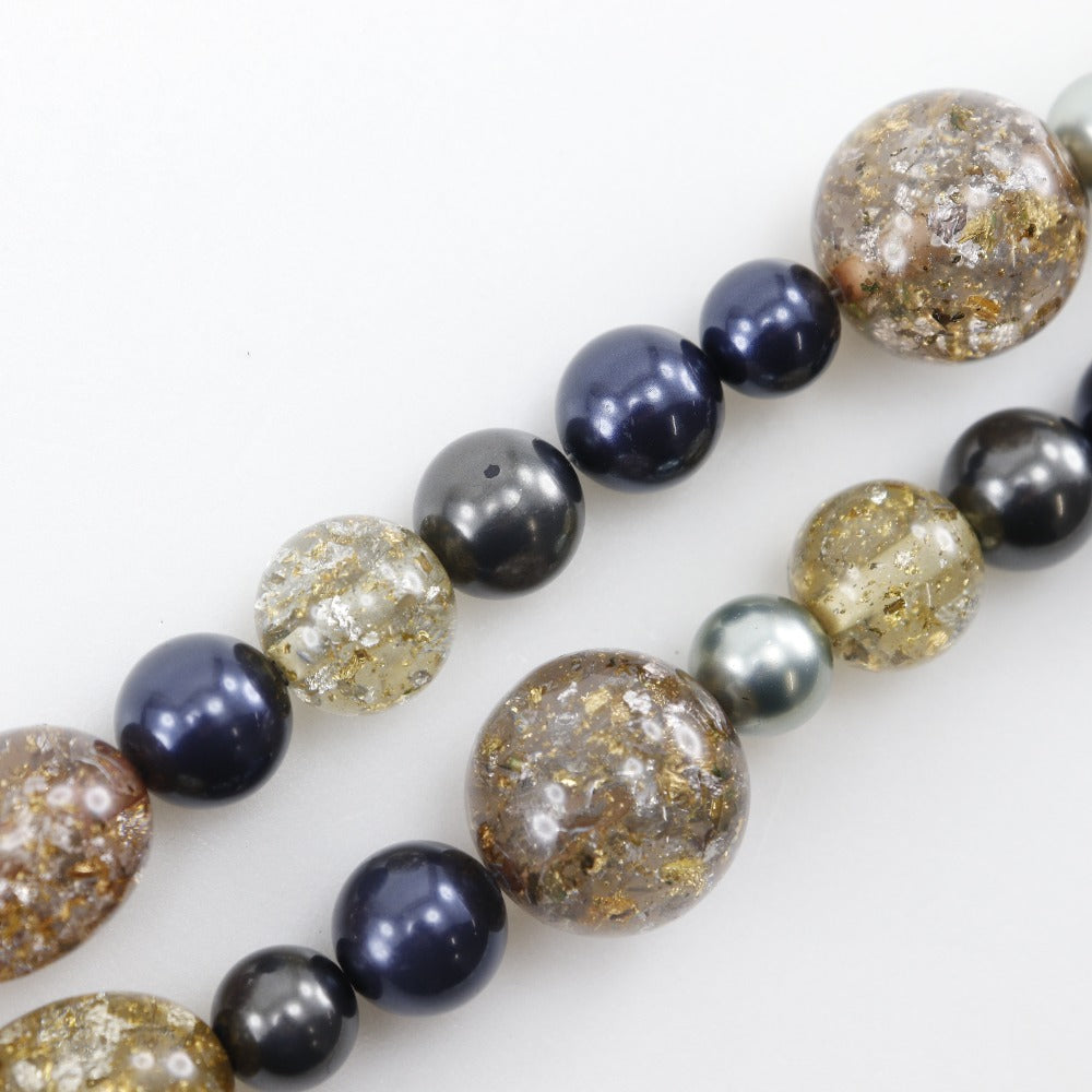 Chanel Coco Mark Necklace Metal Faux Pearl Rhinestone