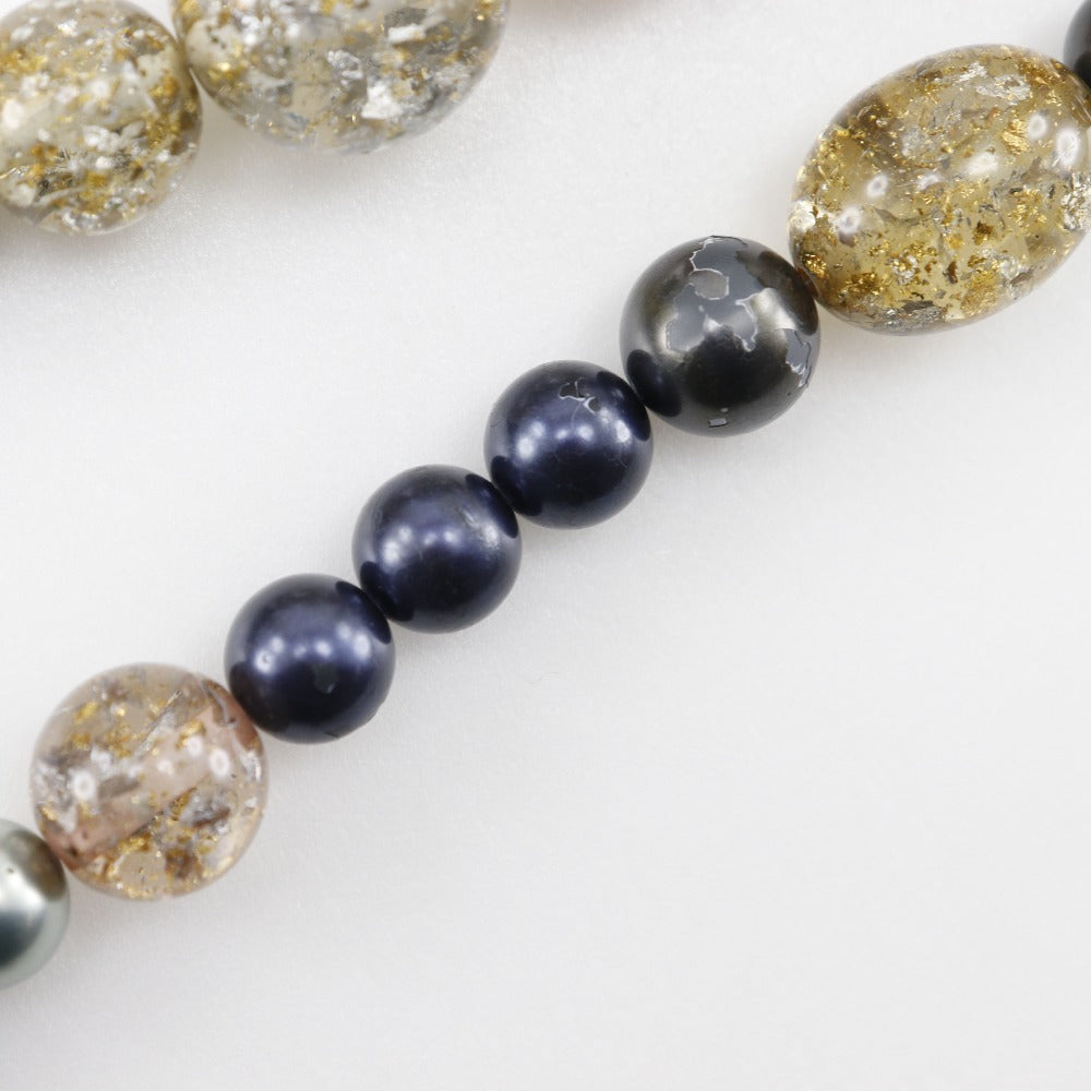 Chanel Coco Mark Necklace Metal Faux Pearl Rhinestone