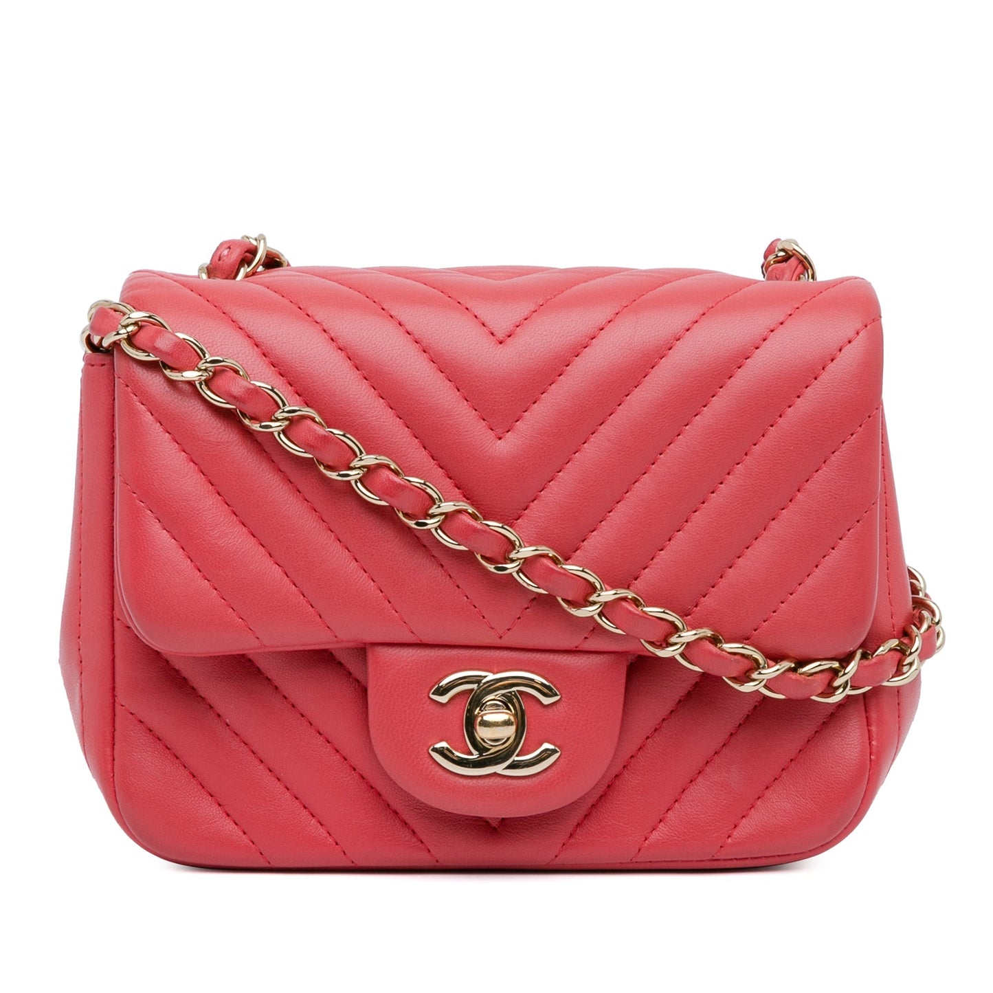 Chanel Sac Mini Square Classic Chevron Lambskin Flap