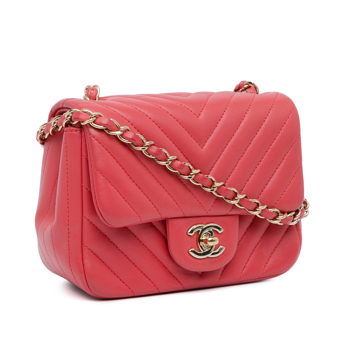 Chanel Sac Mini Square Classic Chevron Lambskin Flap