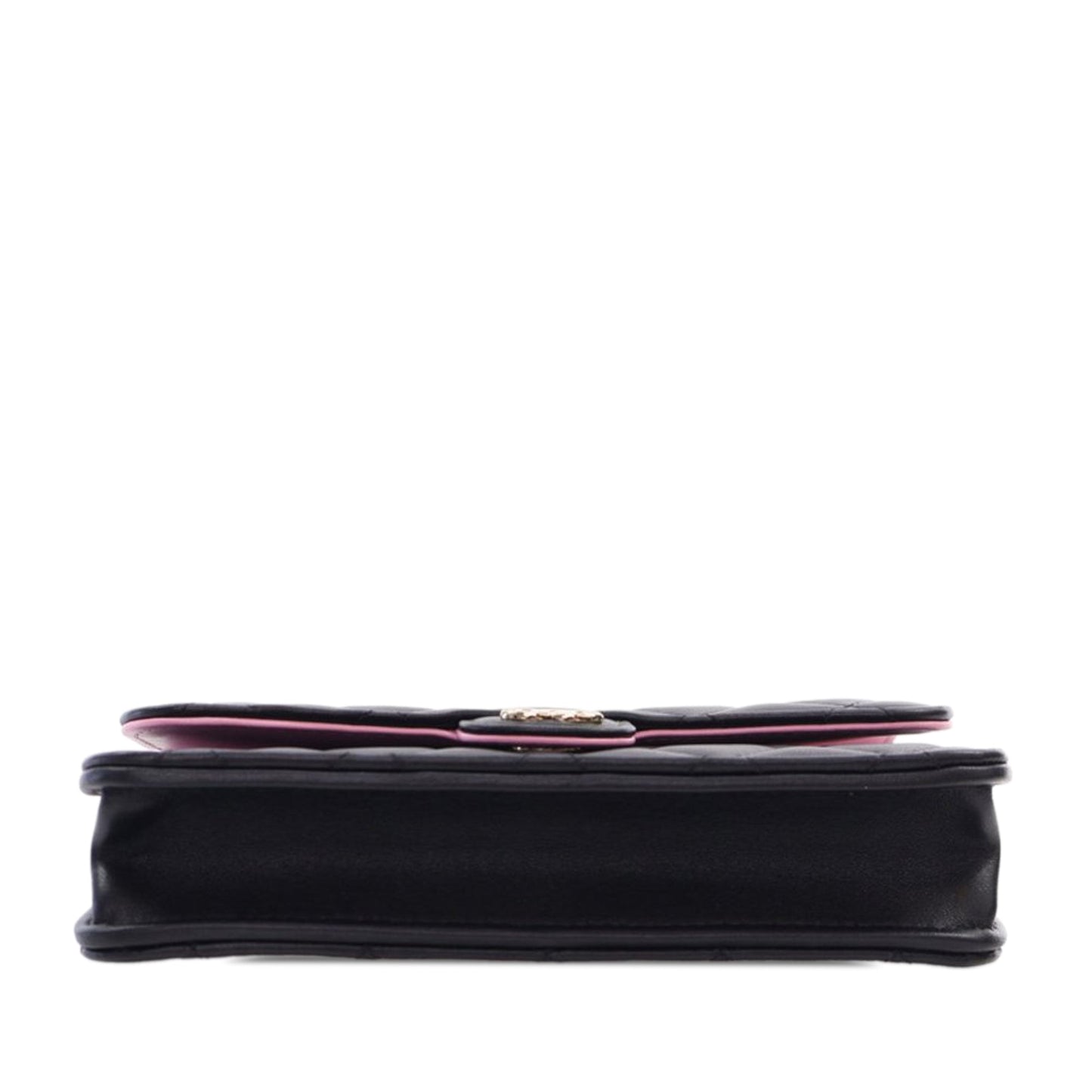 Black Chanel Bicolor Quilted Lambskin Top Handle Phone Holder with Chain Satchel