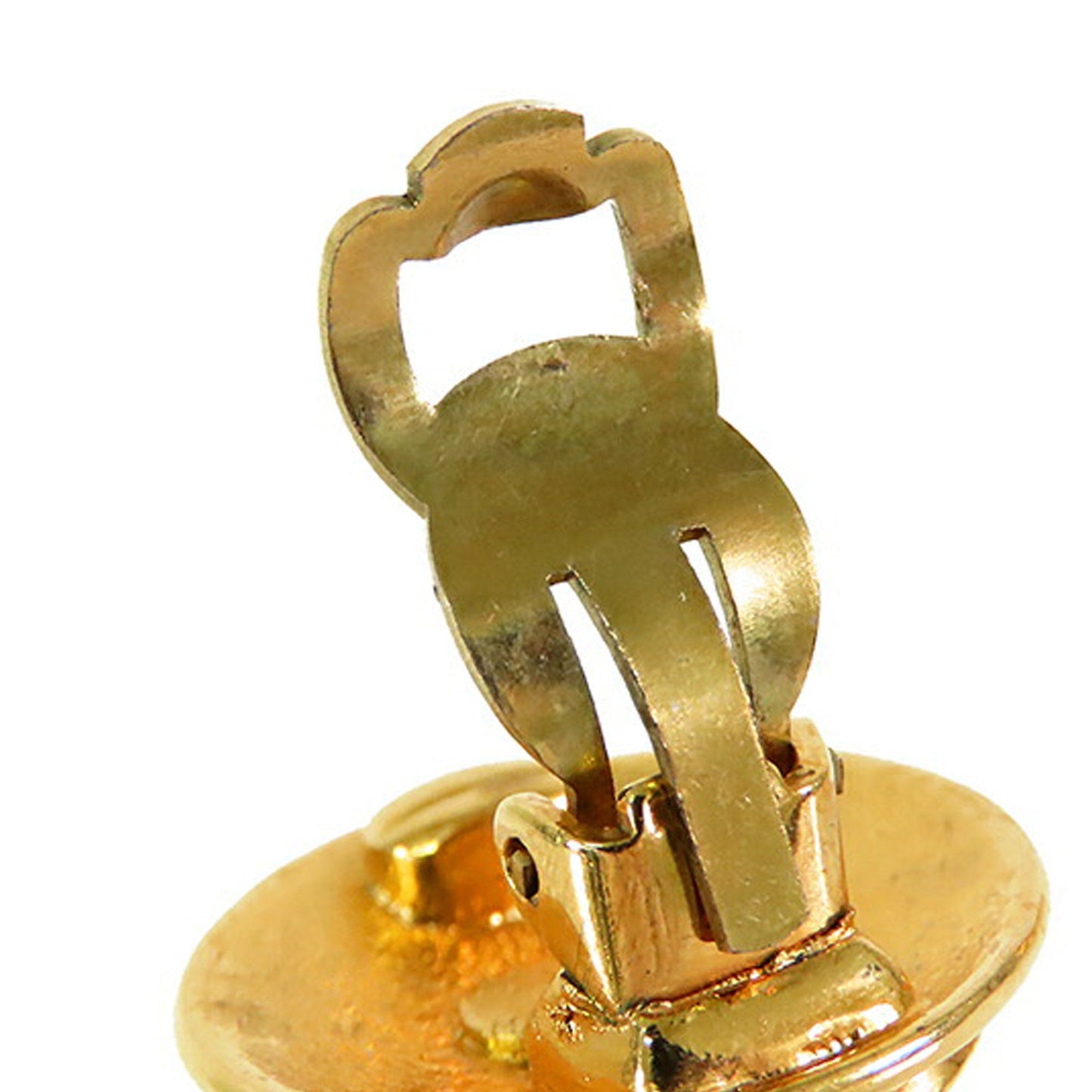 Gold Chanel Gold Plated CC Crown Clip On Earrings