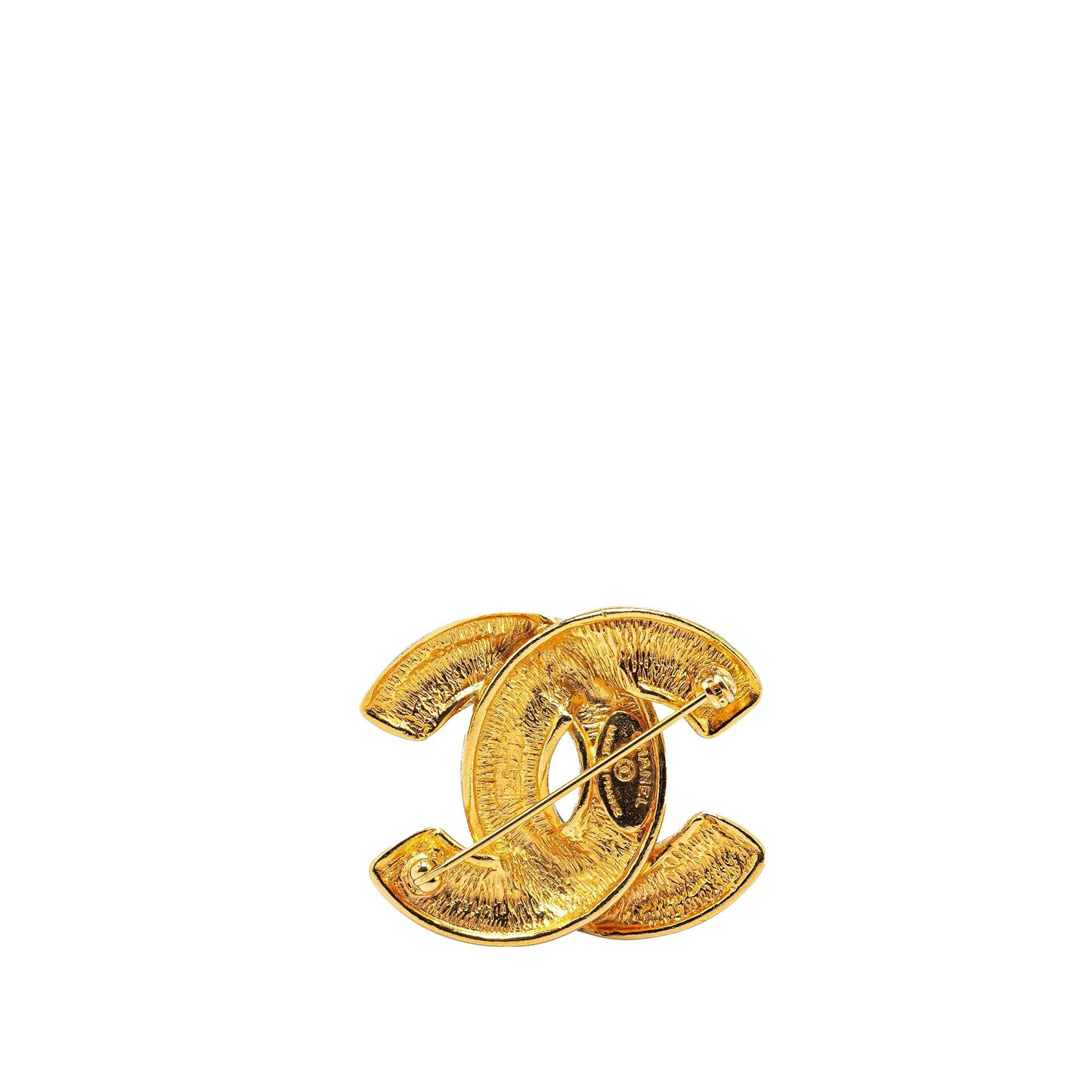Gold Chanel Gold Plated CC Quilted Brooch