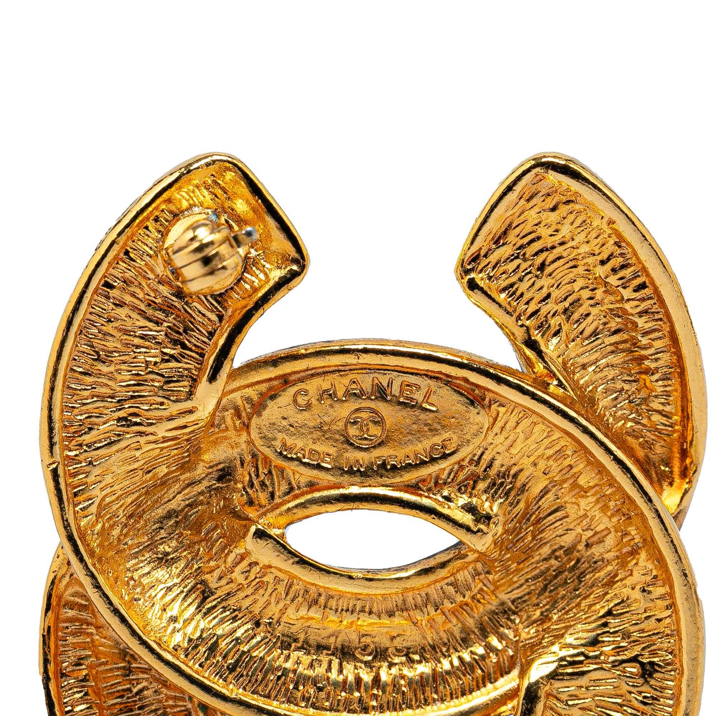 Gold Chanel Gold Plated CC Quilted Brooch