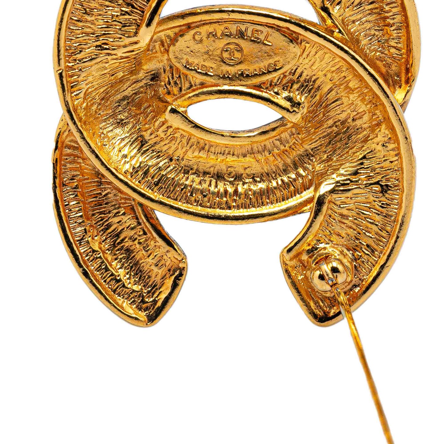 Gold Chanel Gold Plated CC Quilted Brooch