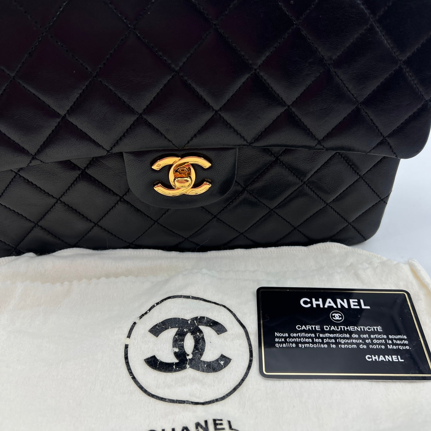 Chanel Classic Flap Large Size Lambskin Year 1991 Dust Bag Sticker