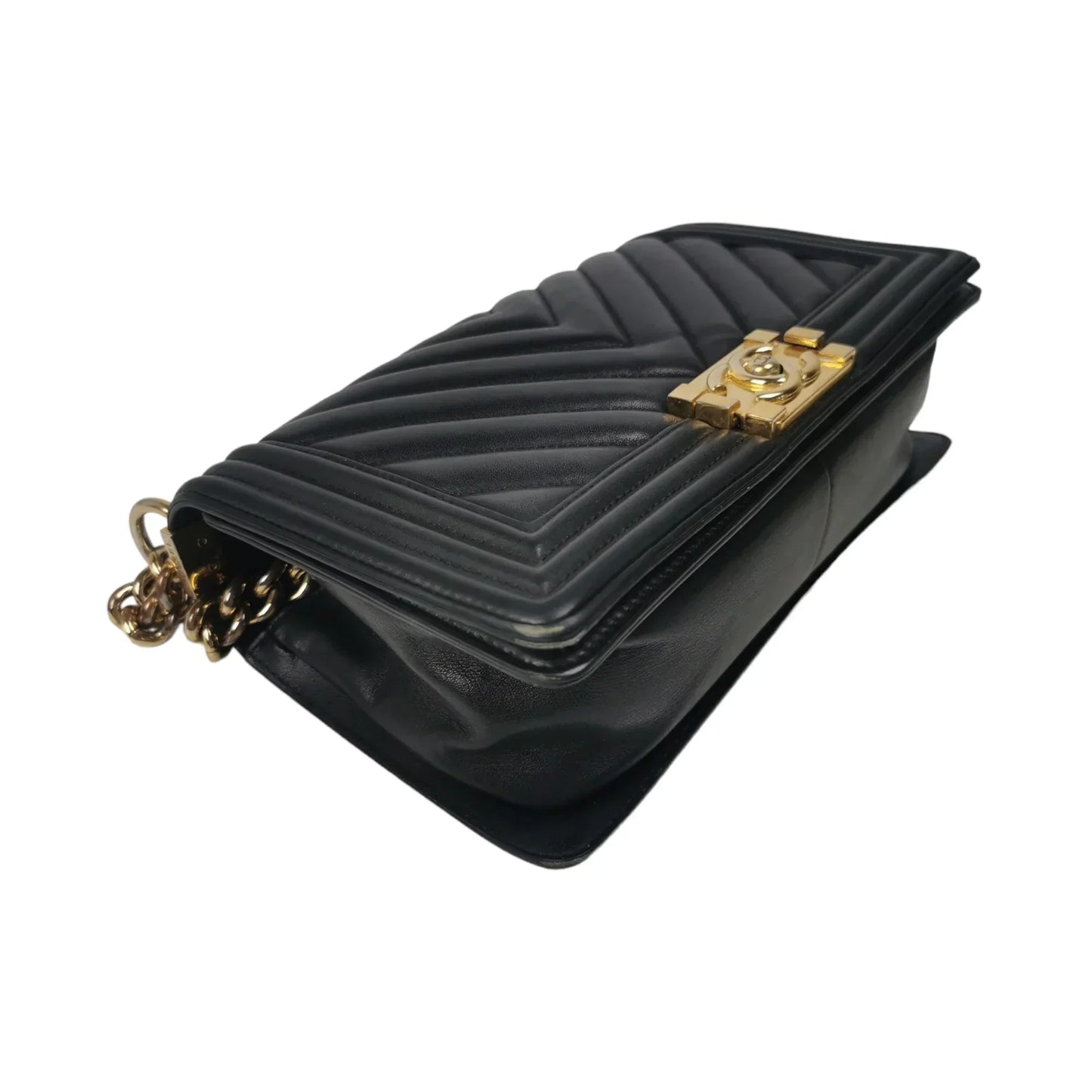 Chanel Boy Medium Black Chevron Lambskin Gold
