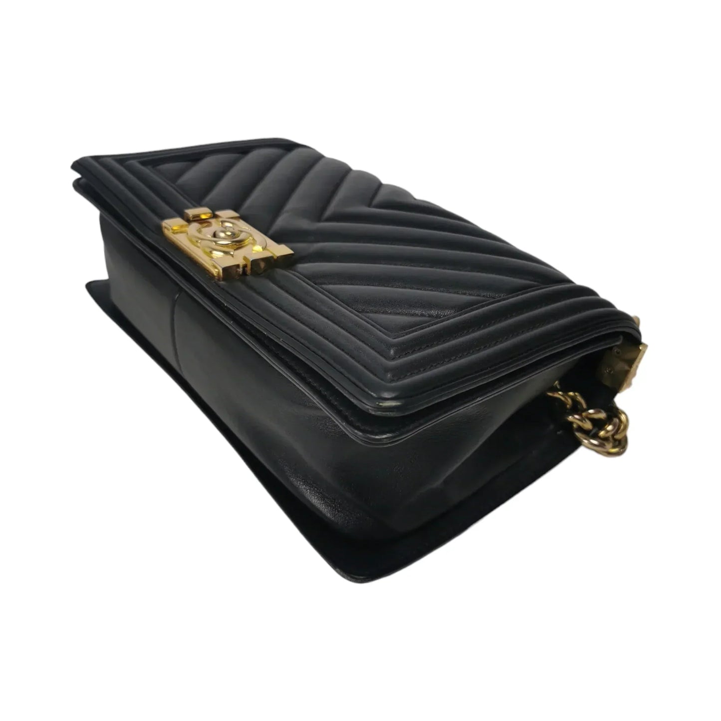 Chanel Boy Medium Black Chevron Lambskin Gold