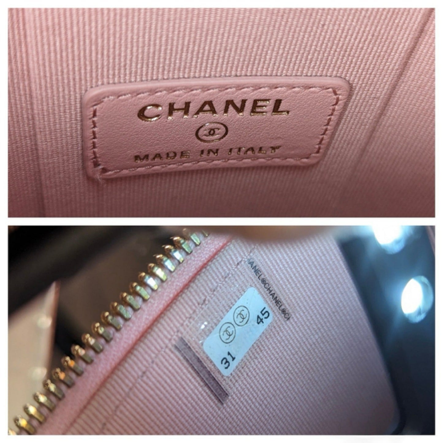 Chanel Rose Quilted Caviar Vanity O-Phone Holder With Chain