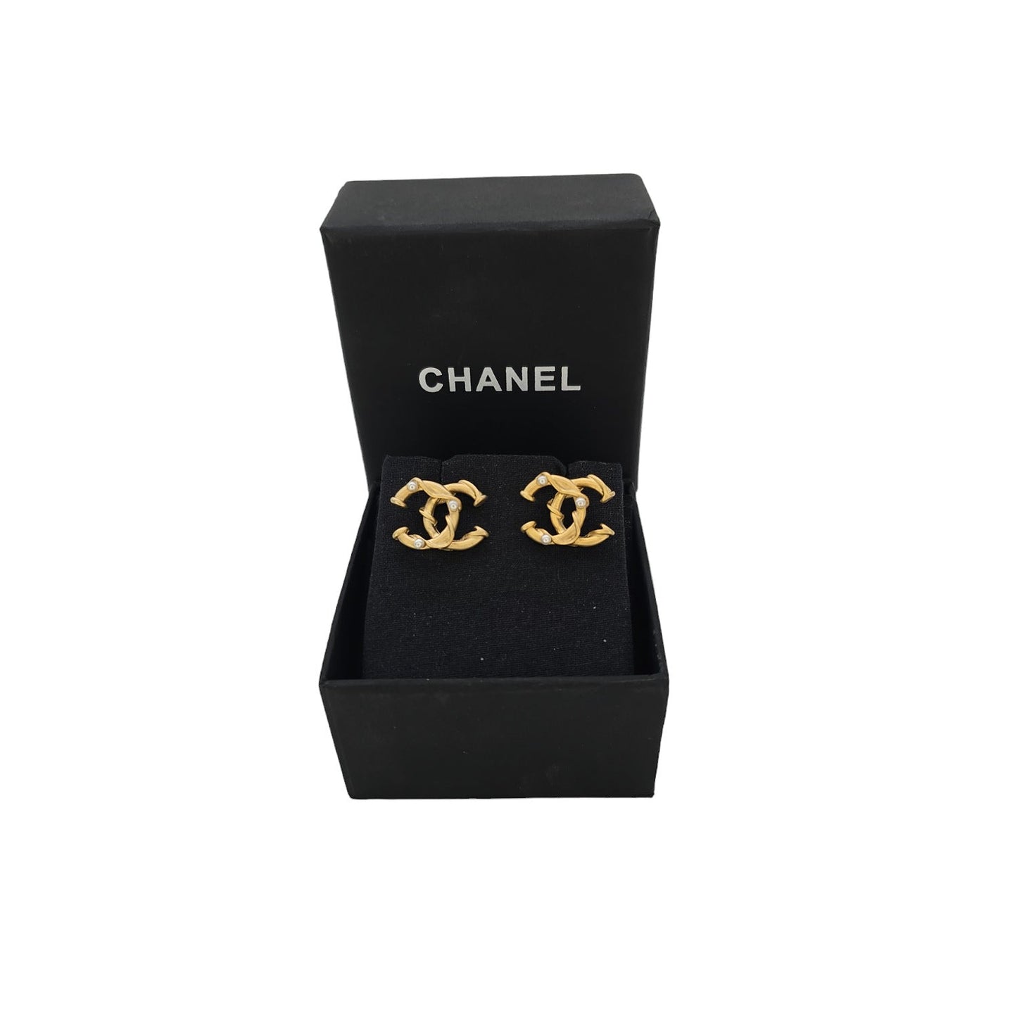 Chanel CC Faux Pearl Stud Earrings