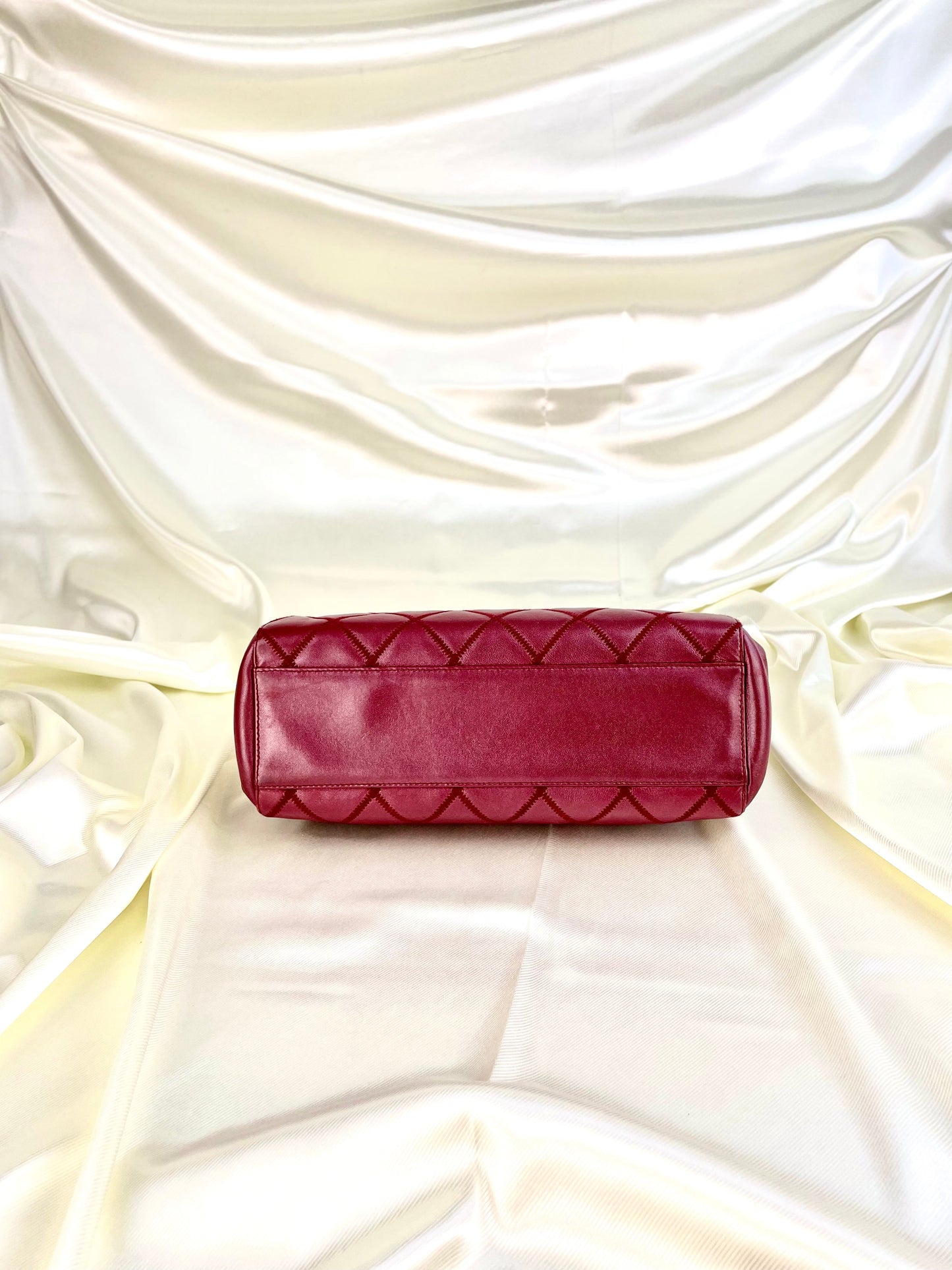 Chanel Calfskin Chain Burgundy Tote