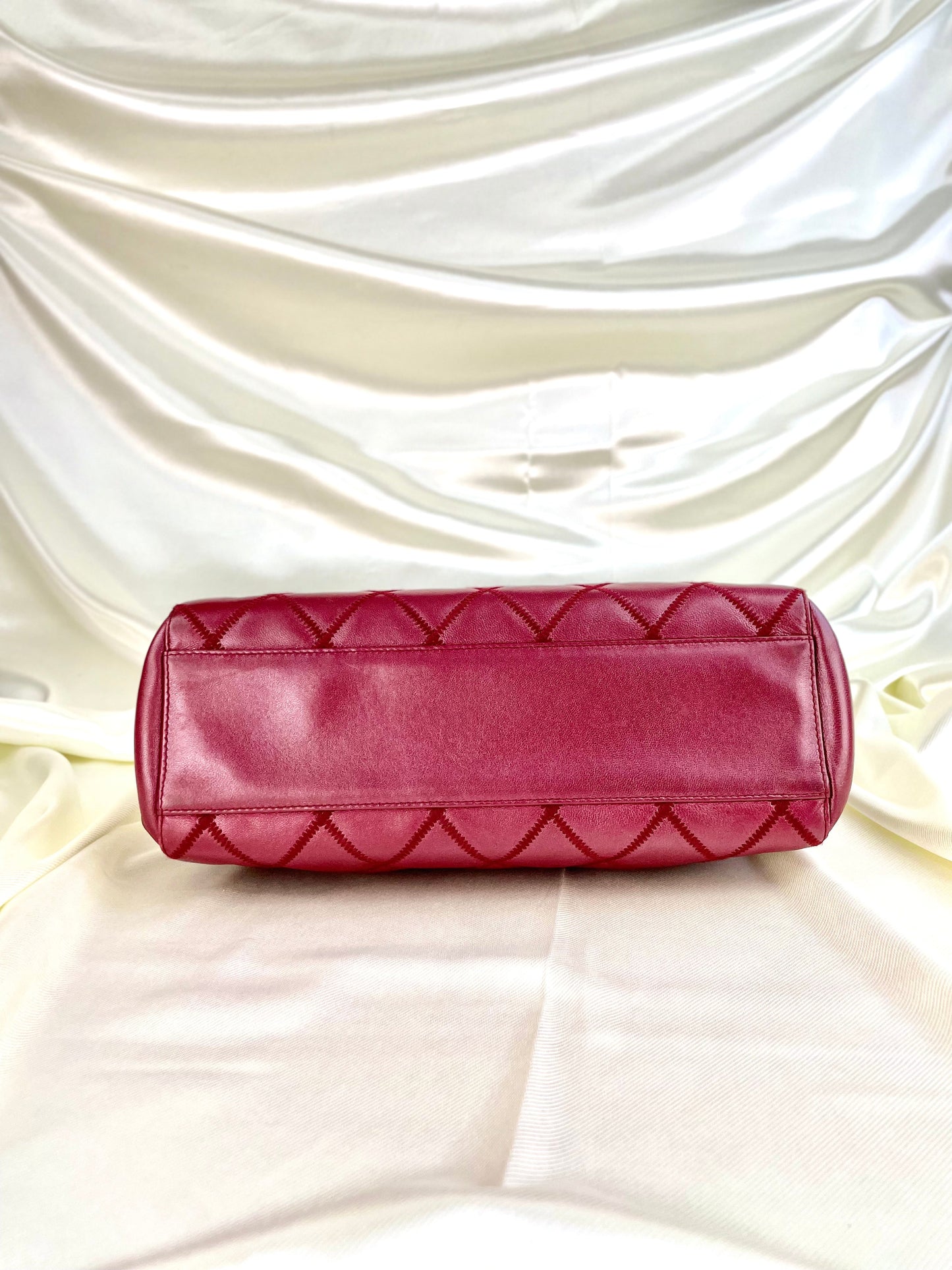 Chanel Calfskin Chain Burgundy Tote