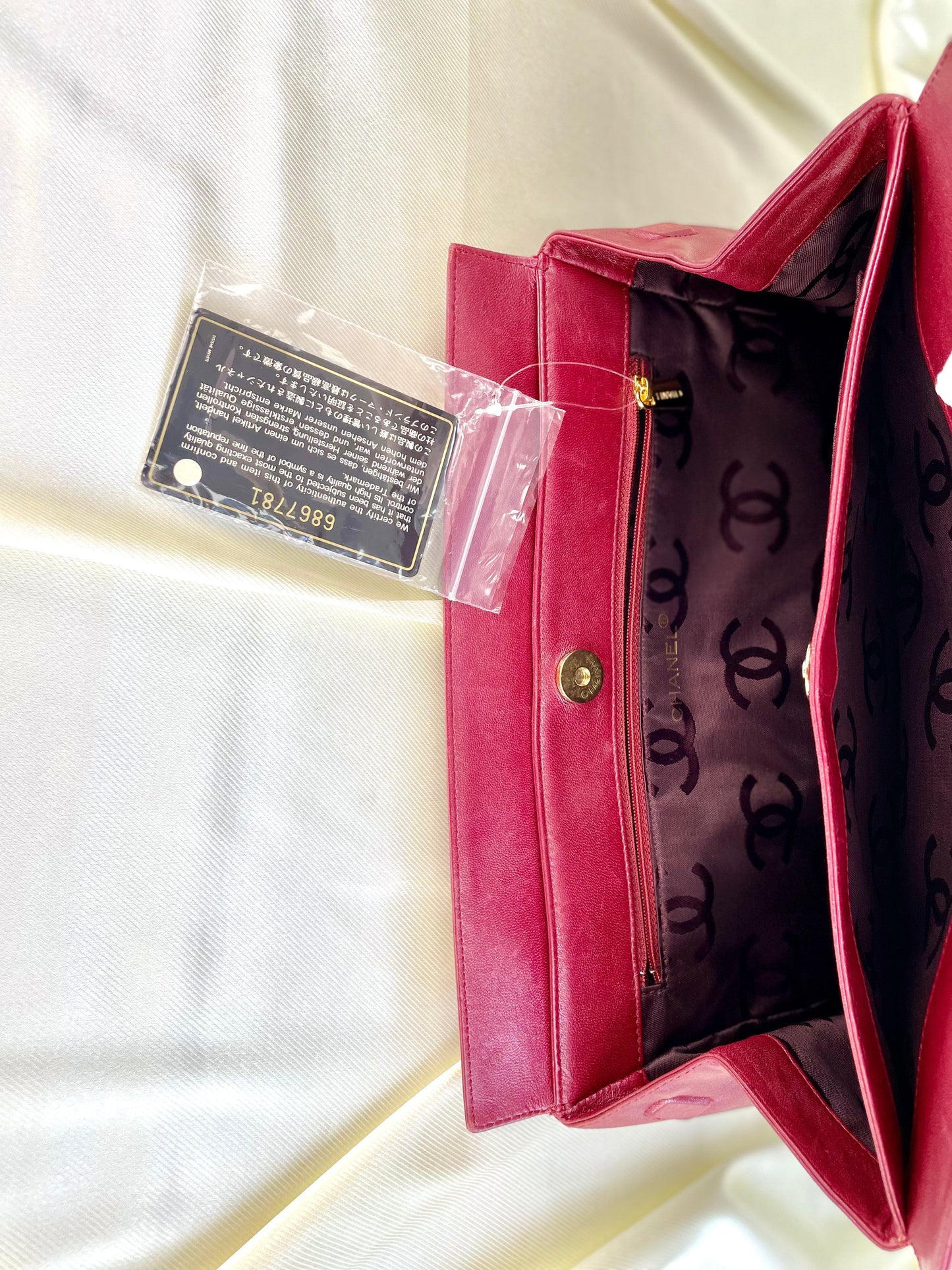 Chanel Calfskin Chain Burgundy Tote