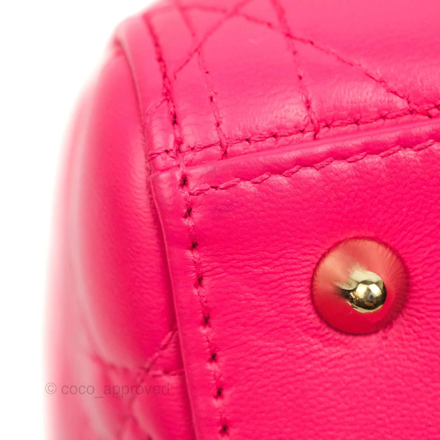 Christian Dior Lady Dior Medium Fuschia Pink Lambskin Gold Hardware