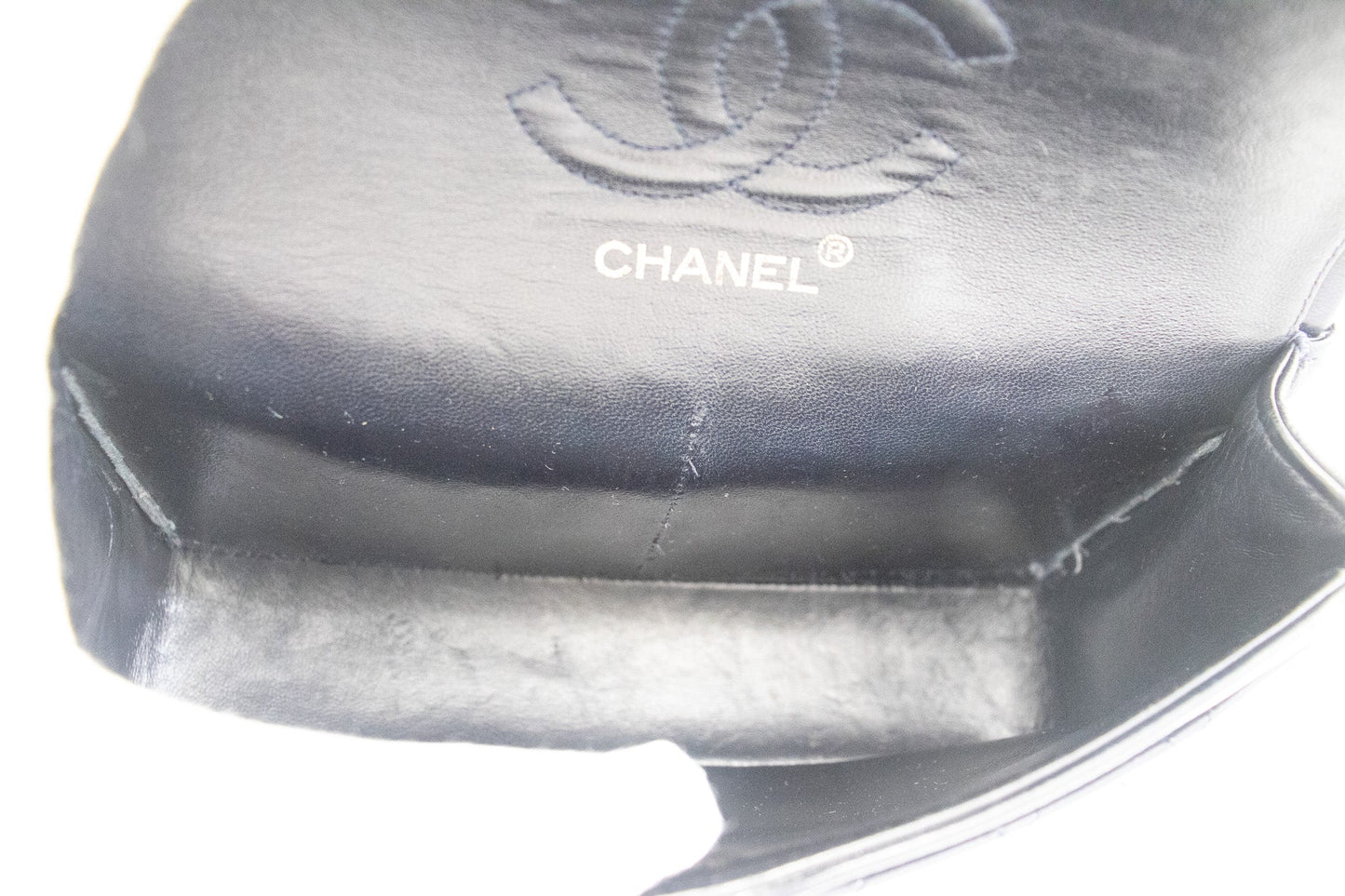 CHANEL Classic Double Flap 9" Chain Shoulder Bag Navy Lambskin g71