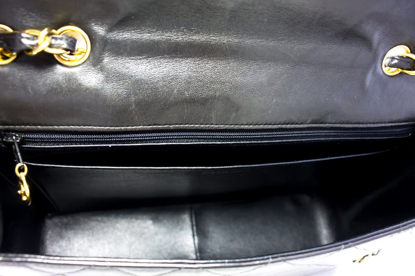 CHANEL Jumbo 11" Large Chain Shoulder Bag Flap Black Lambskin Gold f98