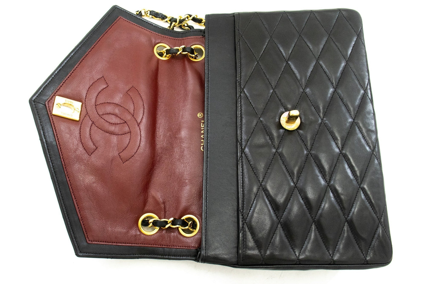 CHANEL Vintage Envelope Chain Shoulder Bag Flap Quilted Lambskin k32