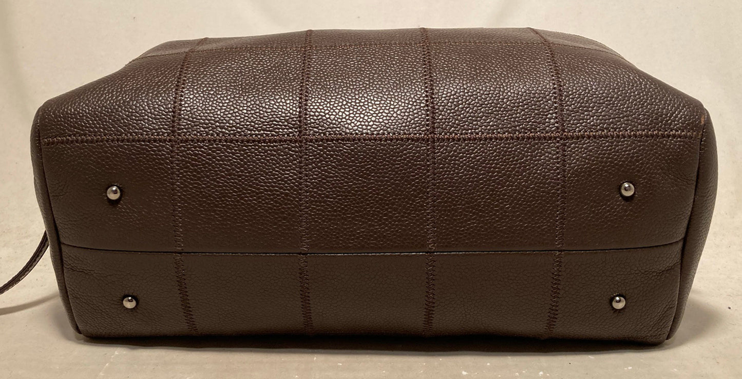 Chanel Brown Square Stitch Bowler Bag