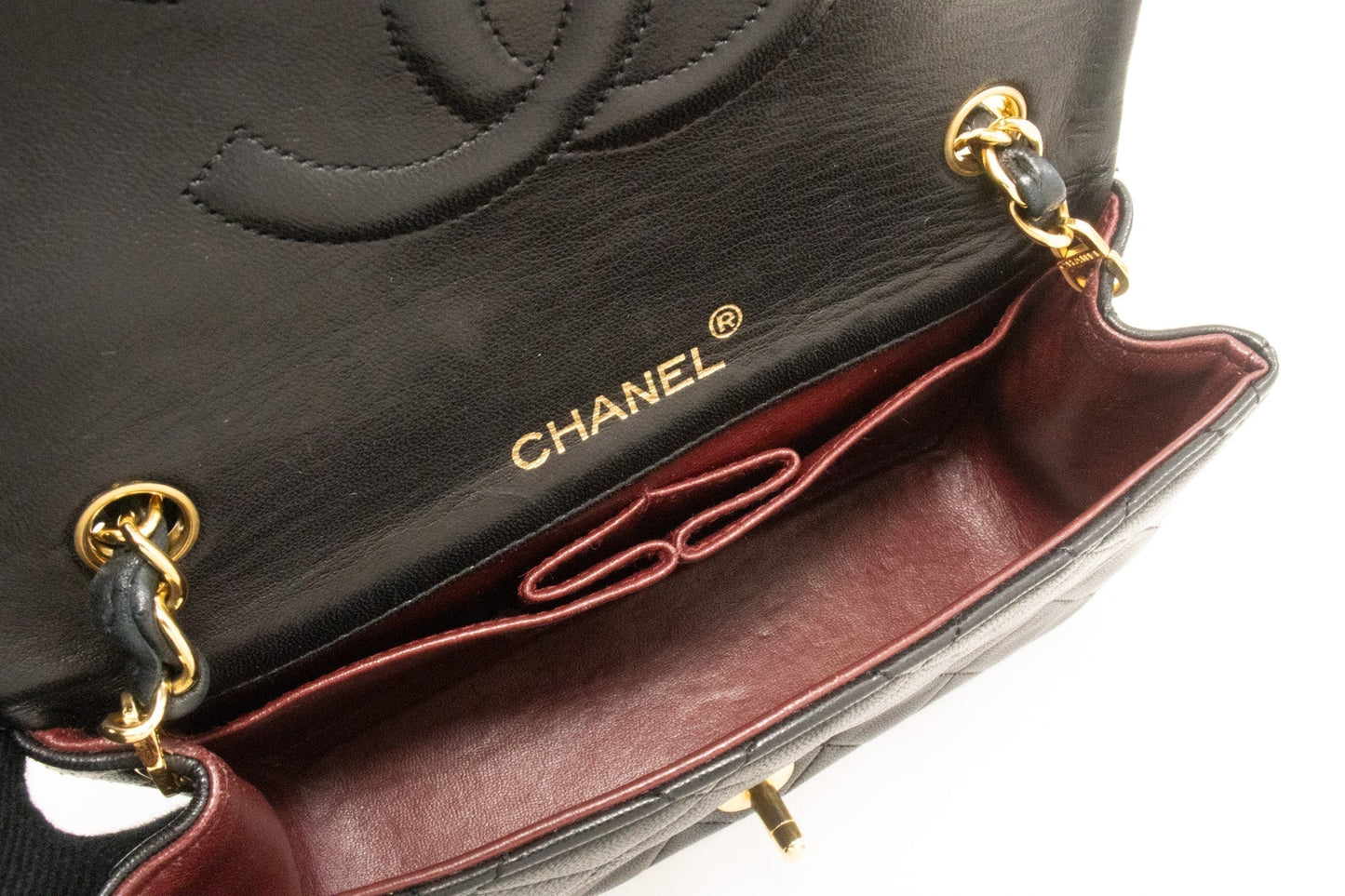 CHANEL Full Flap Chain Shoulder Bag Crossbody Black Quilted Lamb k64