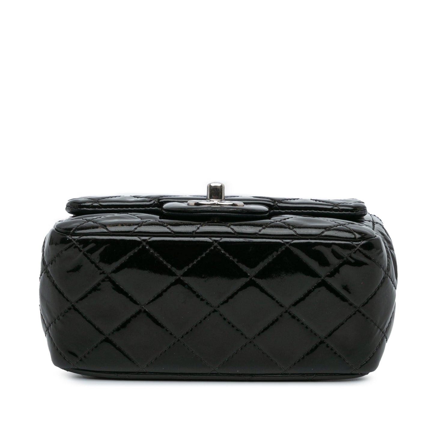 Black Chanel Mini Square Classic Patent Single Flap Crossbody Bag