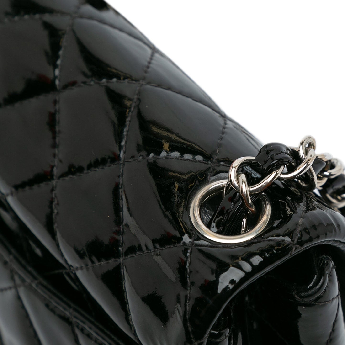 Black Chanel Mini Square Classic Patent Single Flap Crossbody Bag