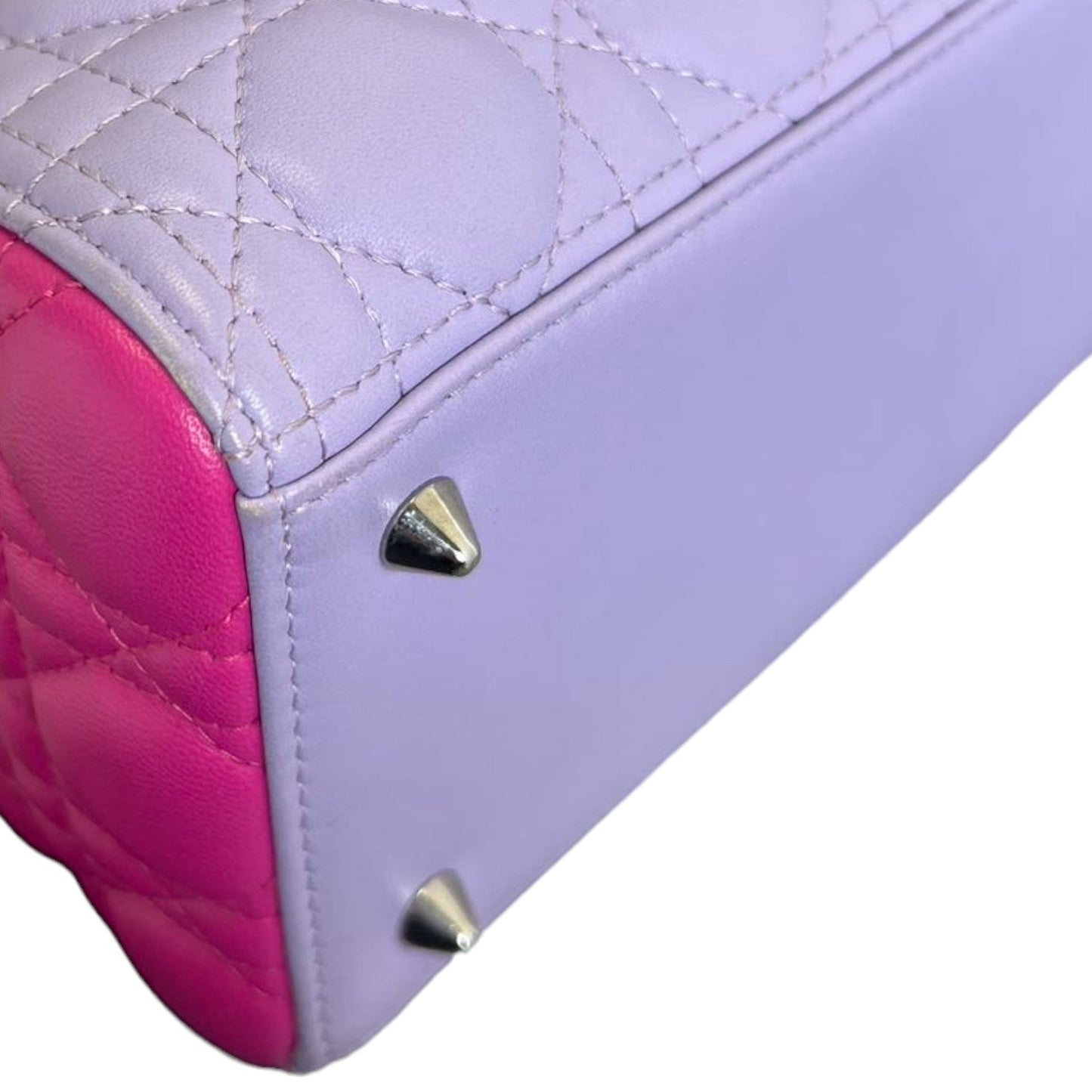 Bi-Color Lady Dior Medium Lambskin Purple Pink SHW