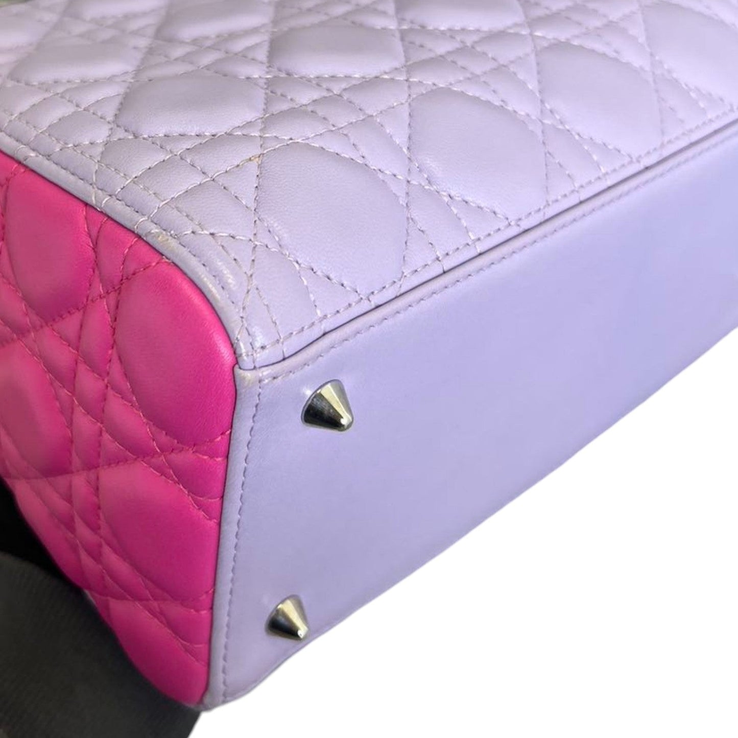 Bi-Color Lady Dior Medium Lambskin Purple Pink SHW