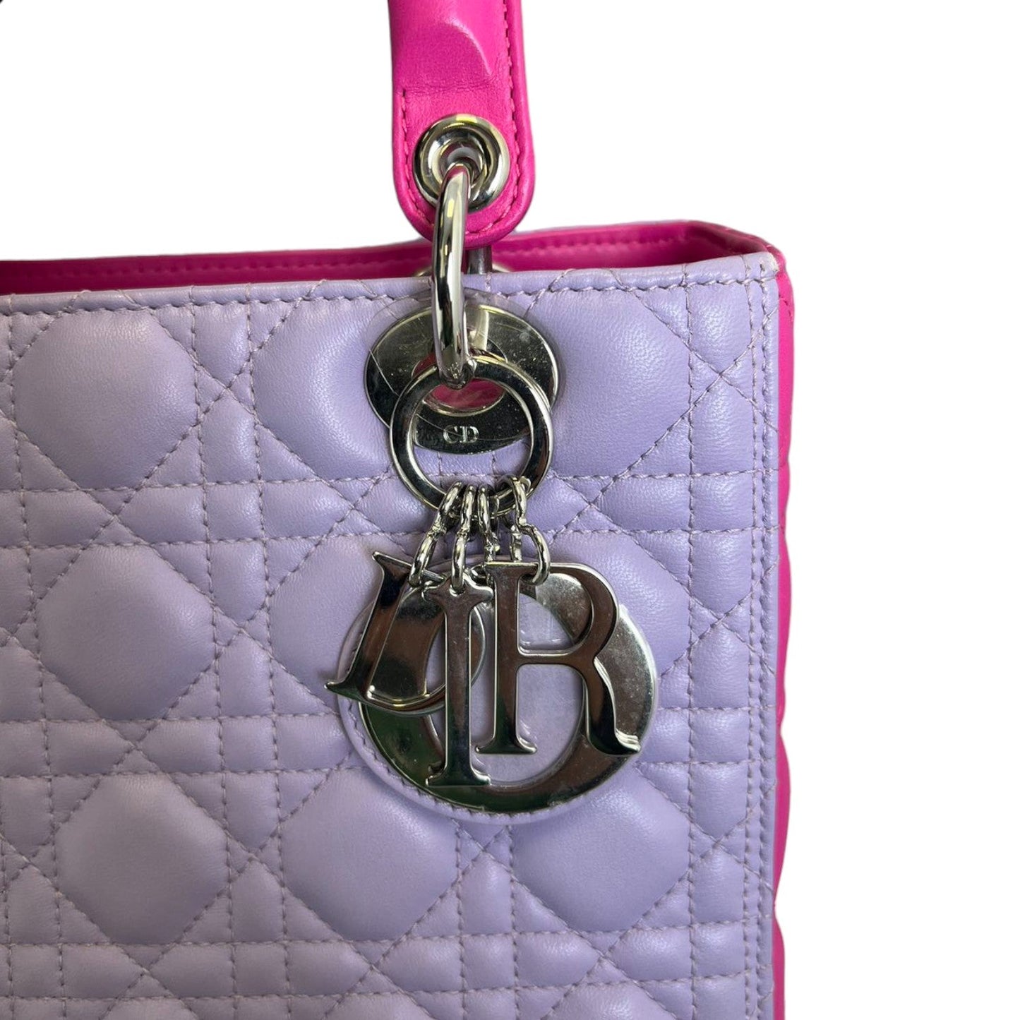 Bi-Color Lady Dior Medium Lambskin Purple Pink SHW