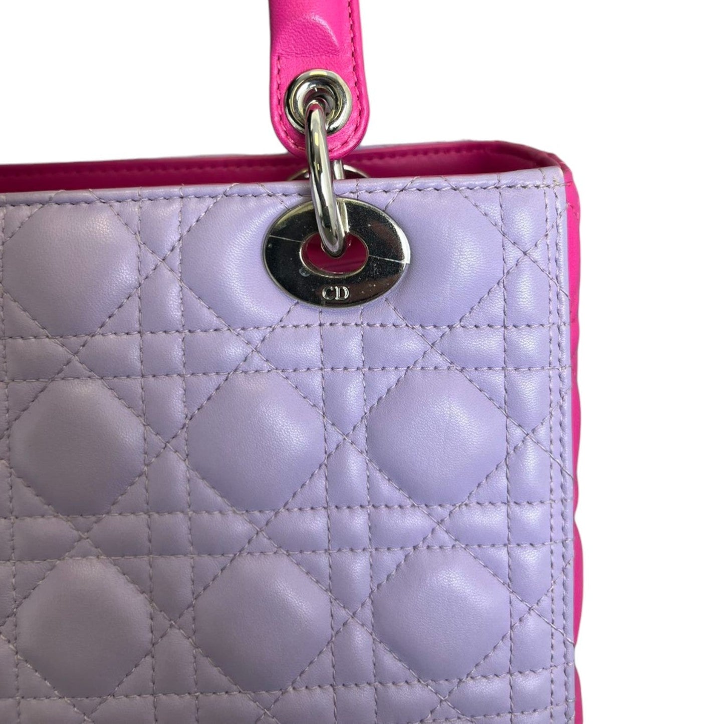 Bi-Color Lady Dior Medium Lambskin Purple Pink SHW