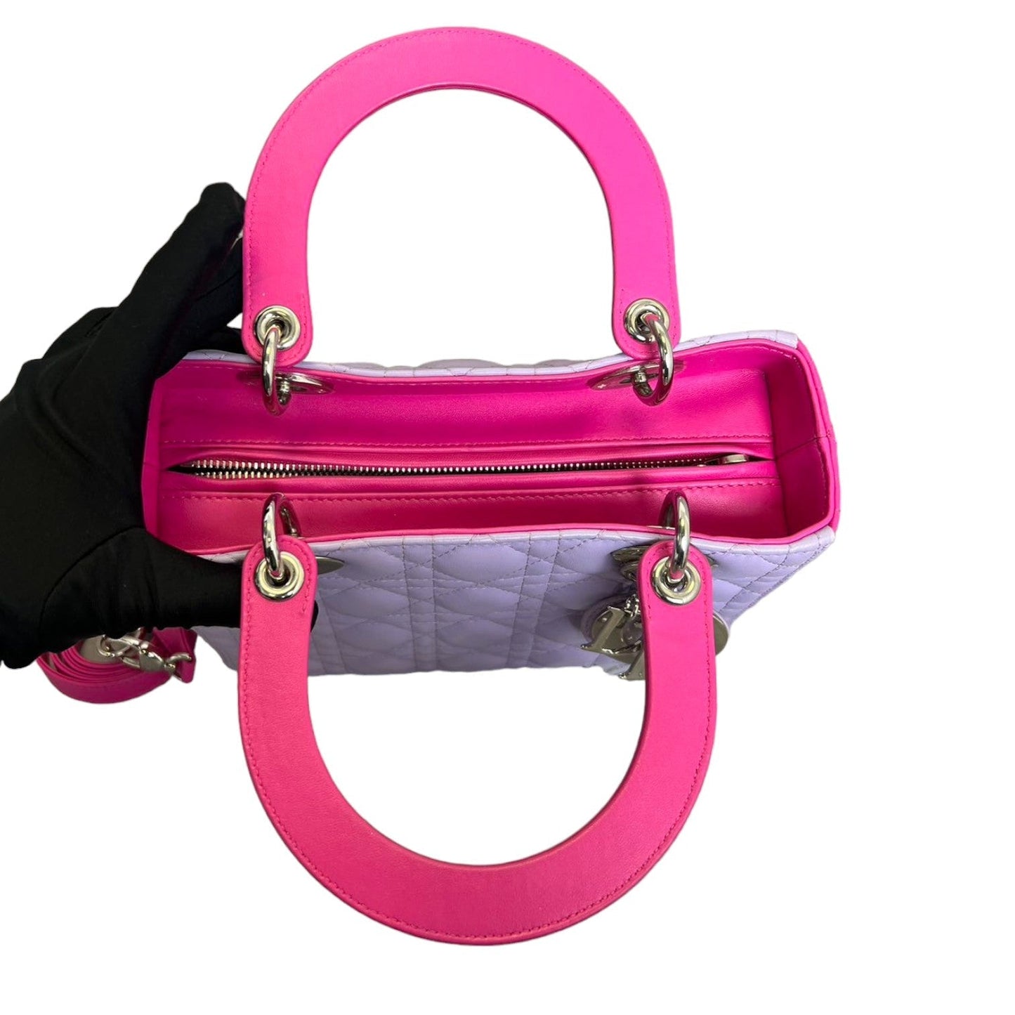 Bi-Color Lady Dior Medium Lambskin Purple Pink SHW
