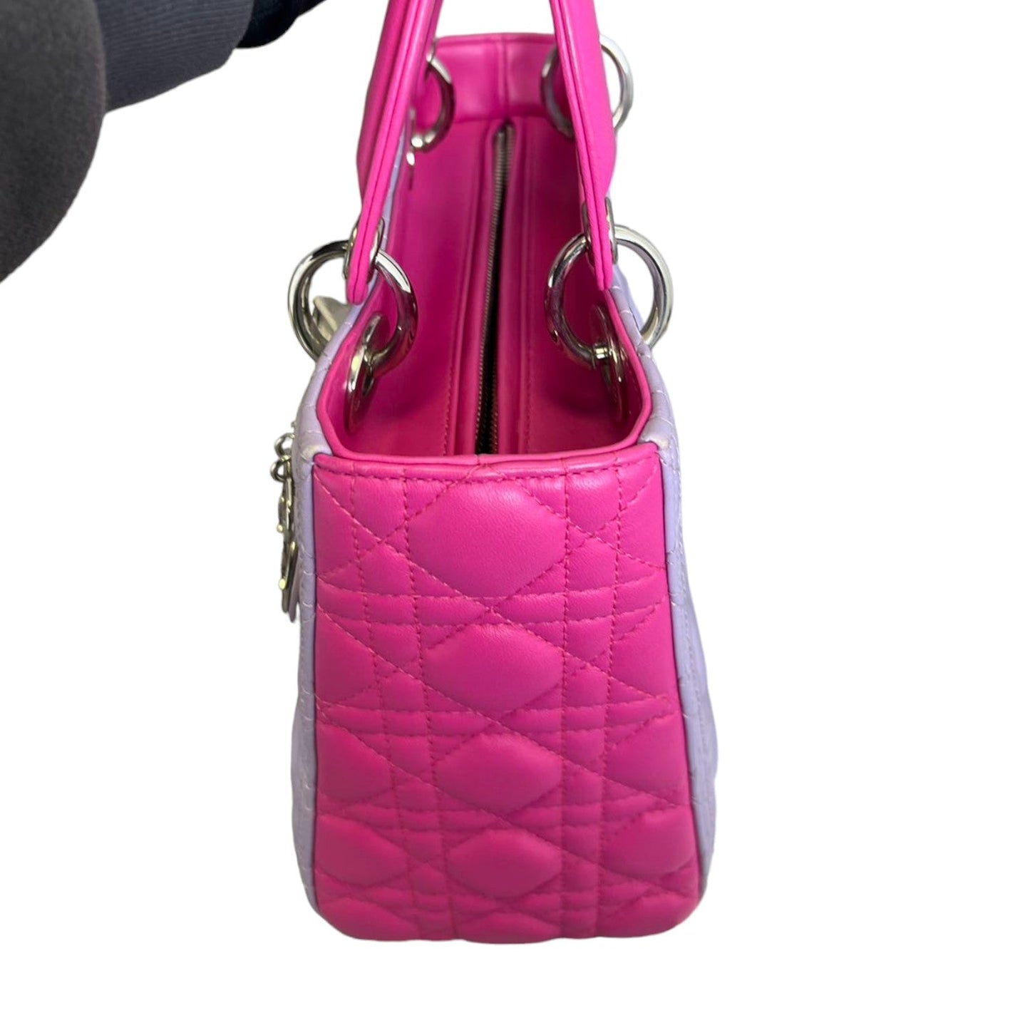 Bi-Color Lady Dior Medium Lambskin Purple Pink SHW