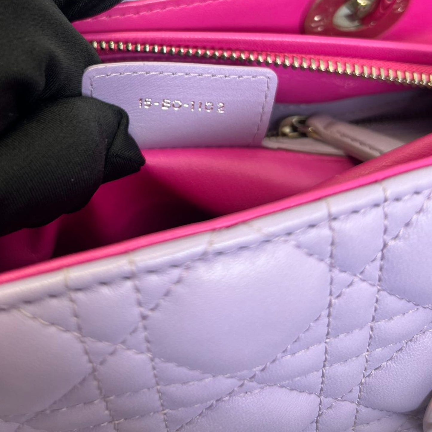 Bi-Color Lady Dior Medium Lambskin Purple Pink SHW