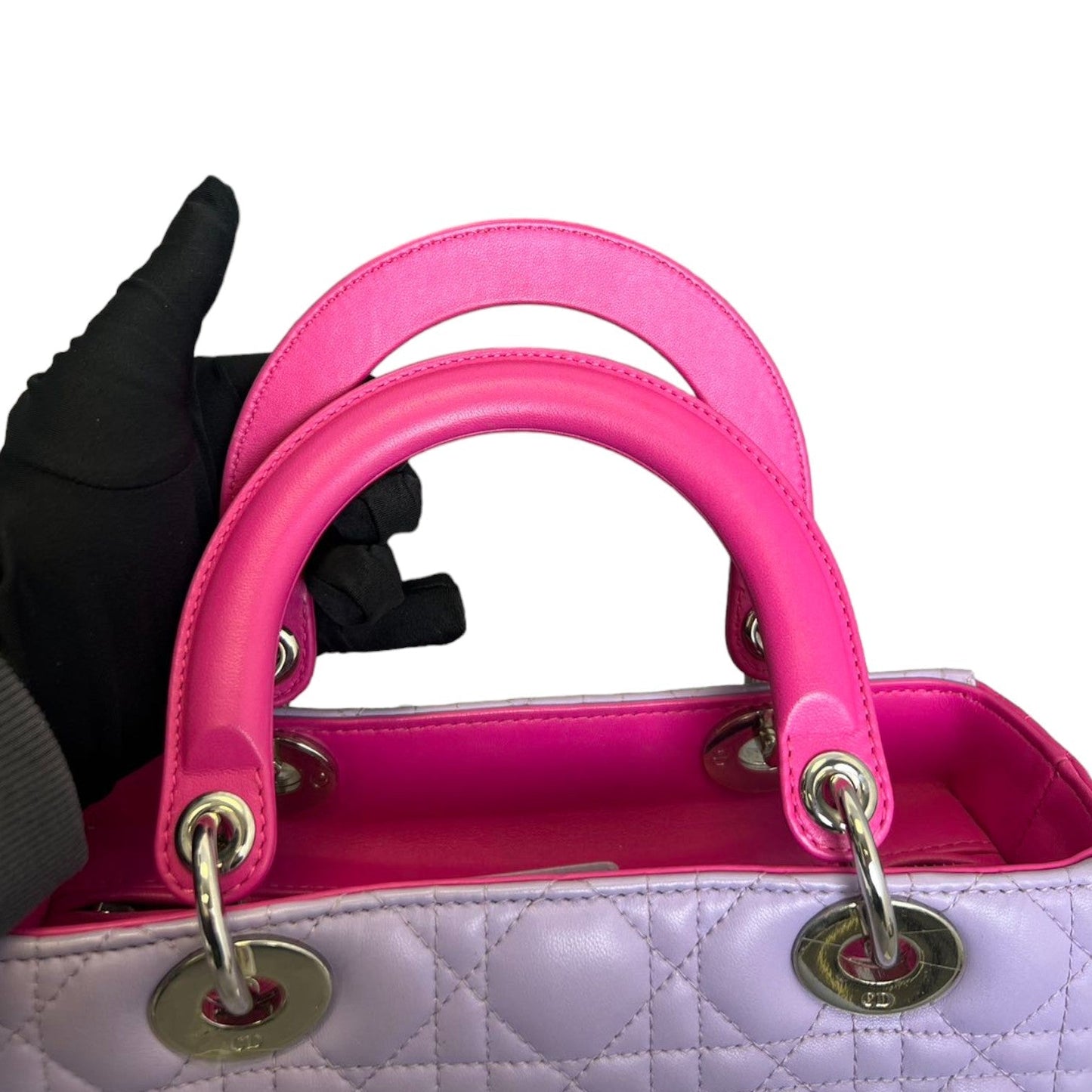 Bi-Color Lady Dior Medium Lambskin Purple Pink SHW