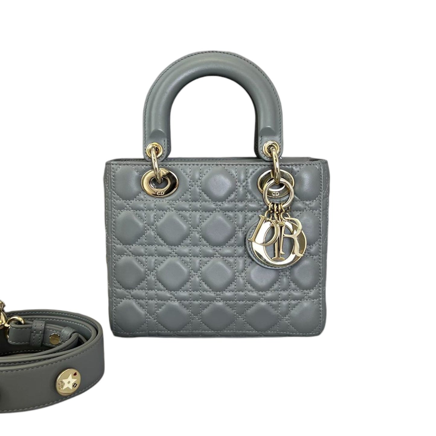ABC Lady Dior Small Lambskin Leather Grey GHW