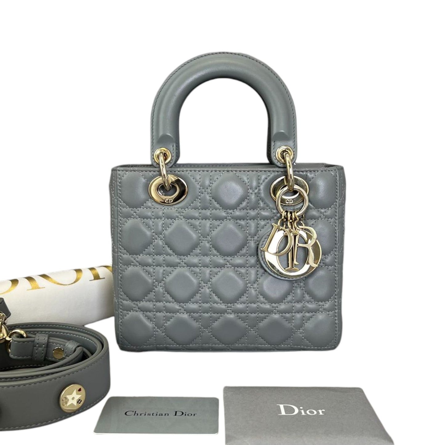 ABC Lady Dior Small Lambskin Leather Grey GHW