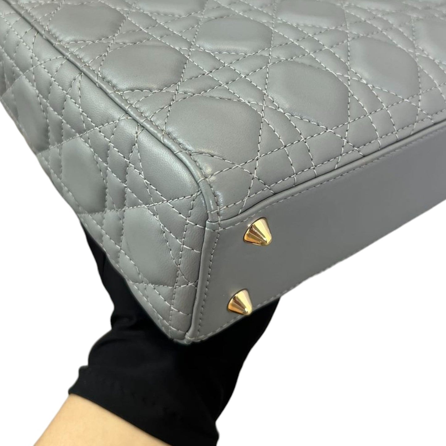 ABC Lady Dior Small Lambskin Leather Grey GHW