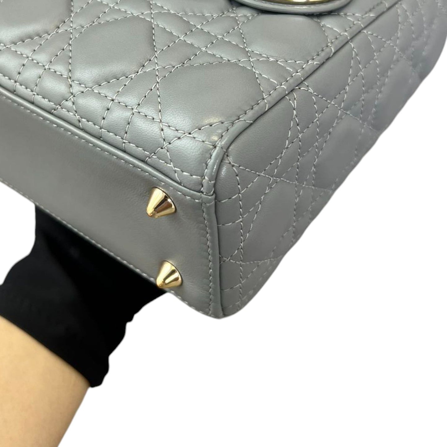 ABC Lady Dior Small Lambskin Leather Grey GHW