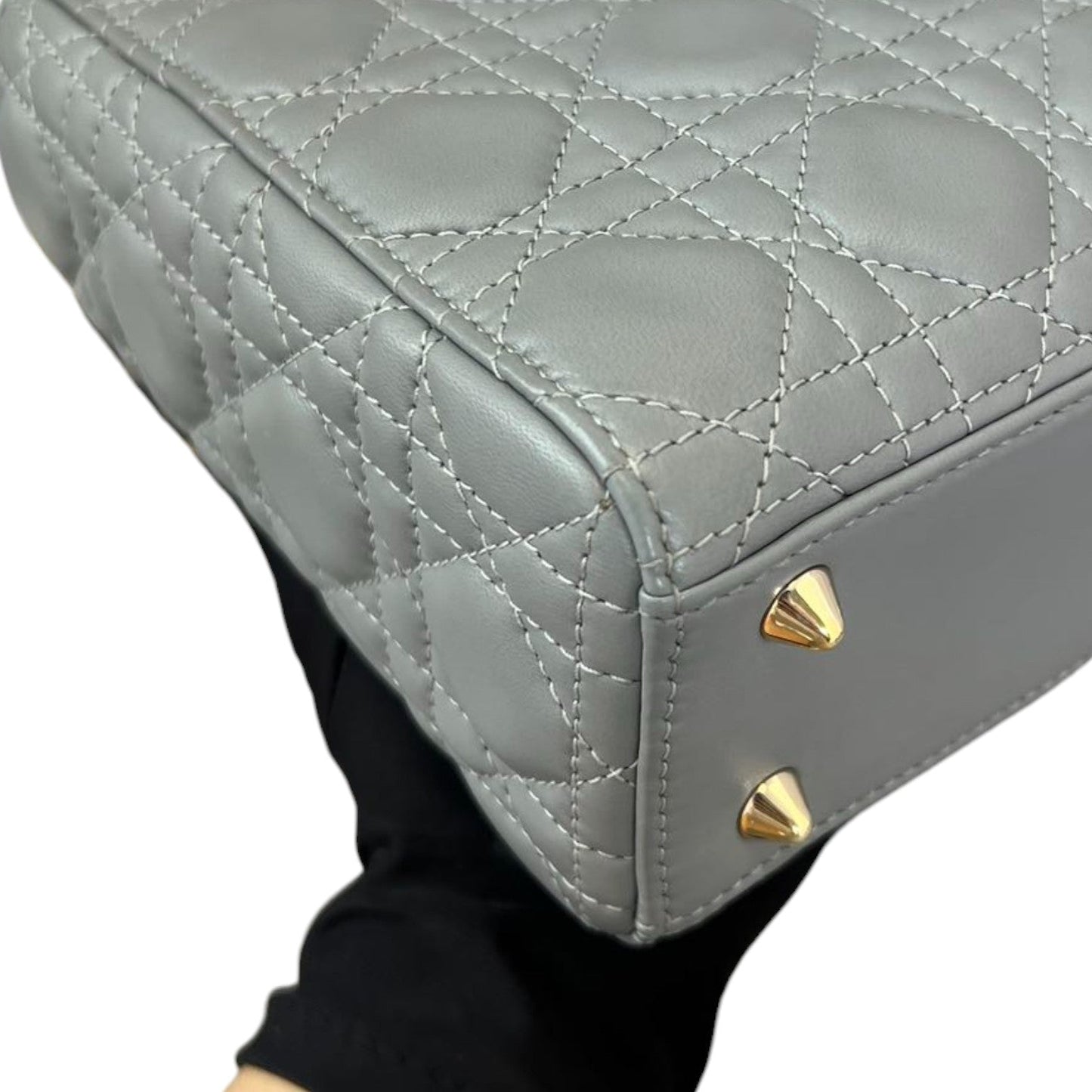 ABC Lady Dior Small Lambskin Leather Grey GHW