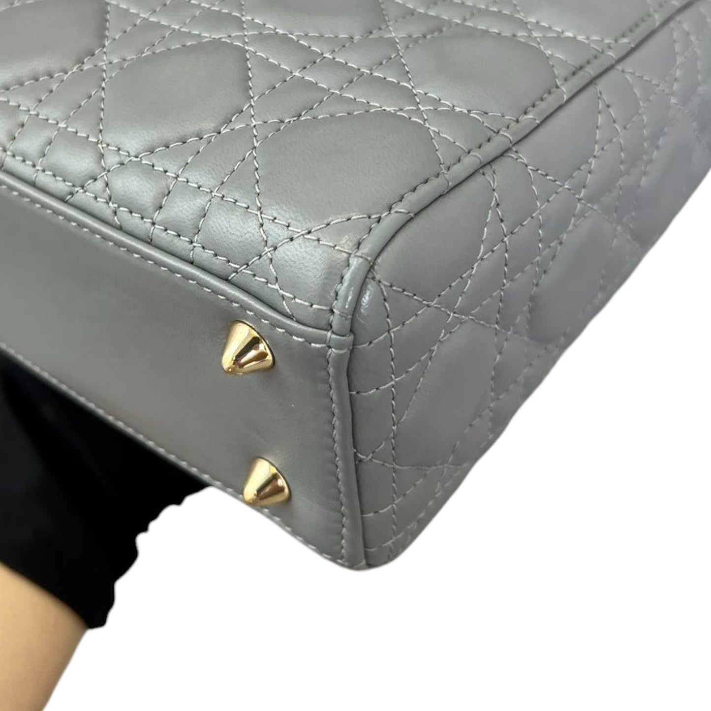 ABC Lady Dior Small Lambskin Leather Grey GHW