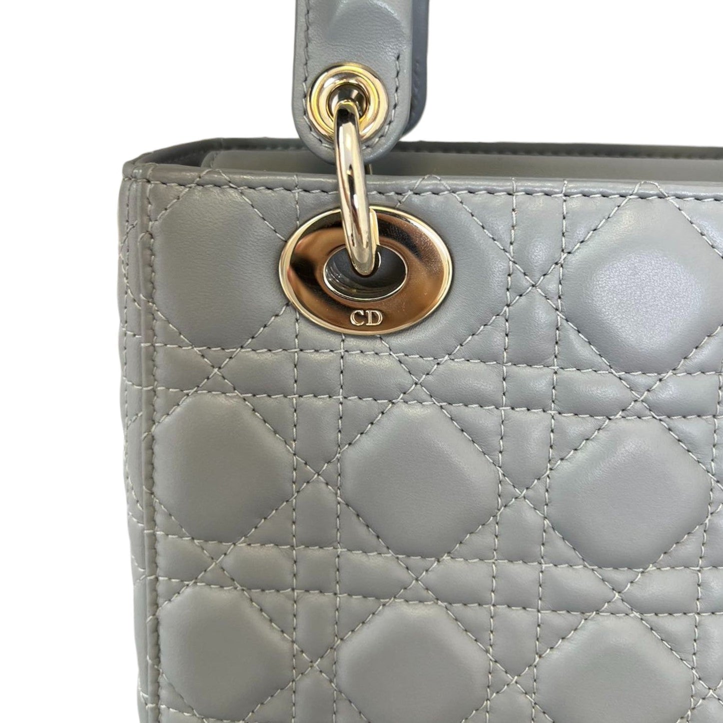 ABC Lady Dior Small Lambskin Leather Grey GHW