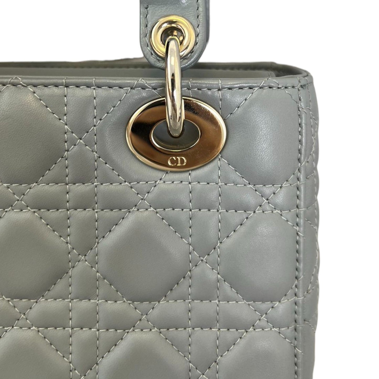 ABC Lady Dior Small Lambskin Leather Grey GHW