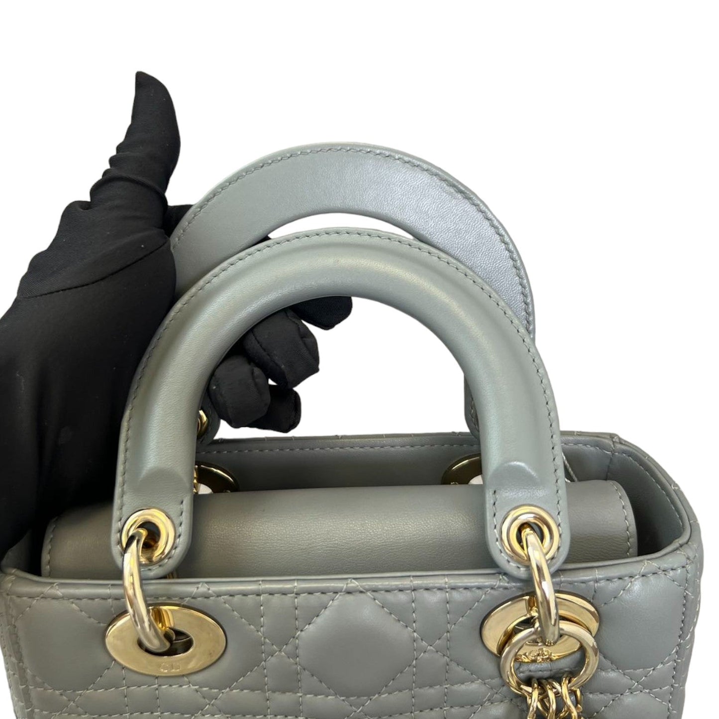 ABC Lady Dior Small Lambskin Leather Grey GHW