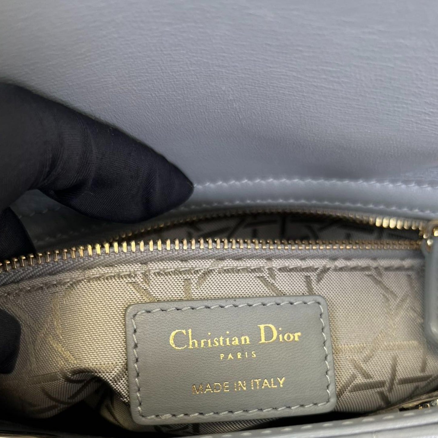 ABC Lady Dior Small Lambskin Leather Grey GHW