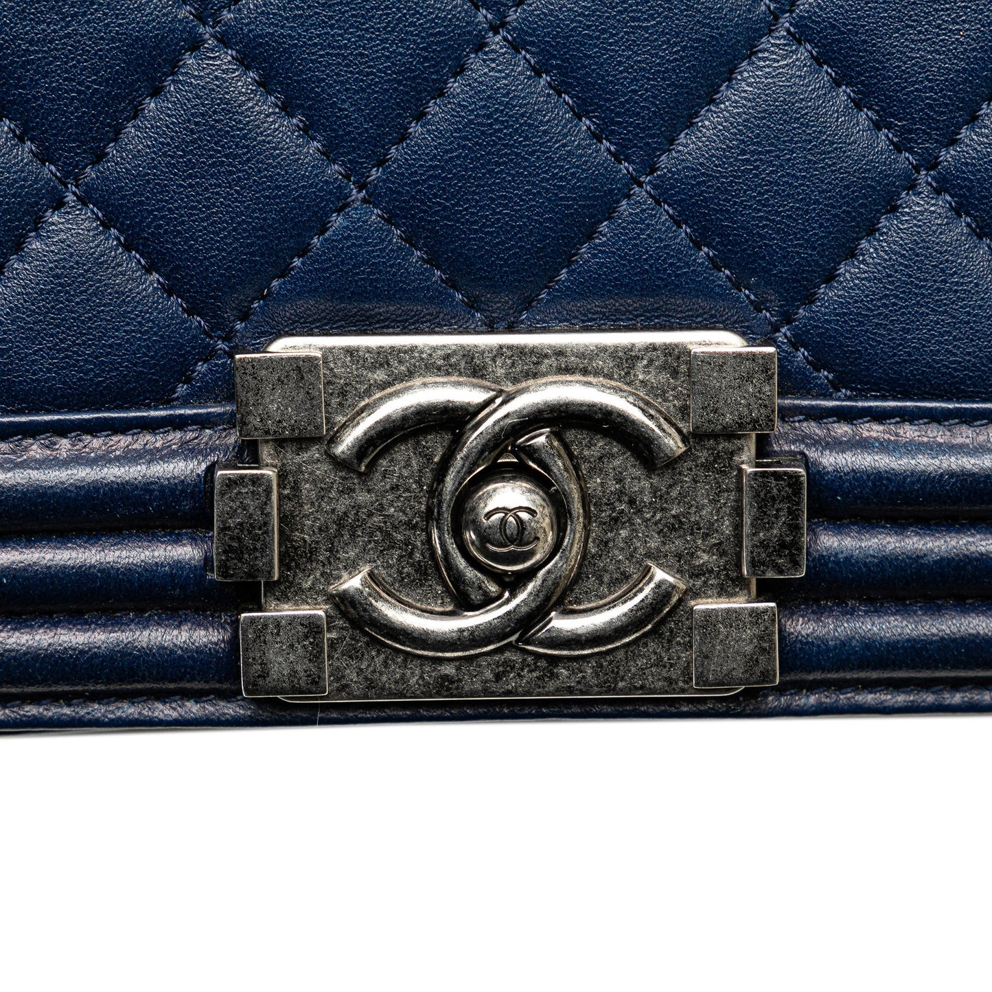 Blue Chanel Medium Lambskin Boy Flap Crossbody Bag