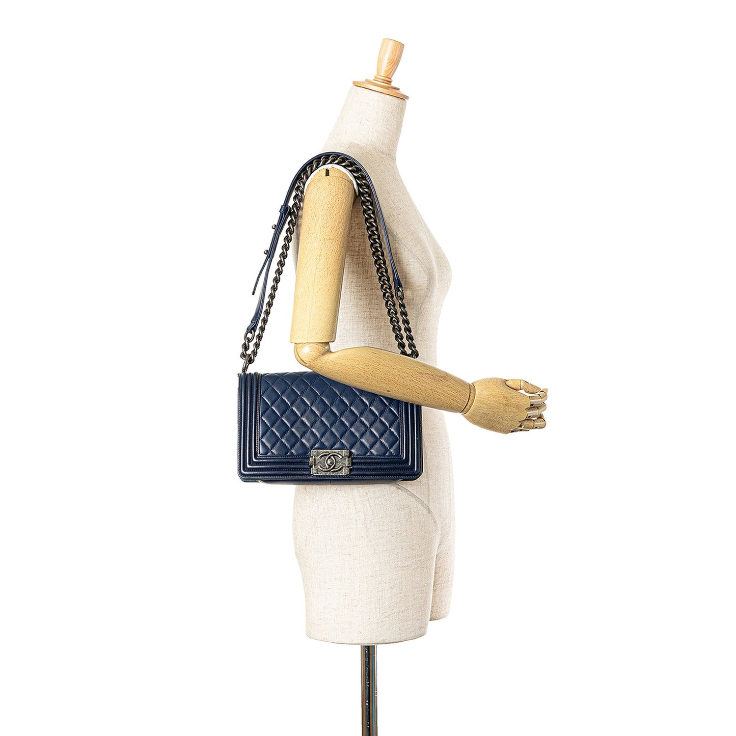 Blue Chanel Medium Lambskin Boy Flap Crossbody Bag