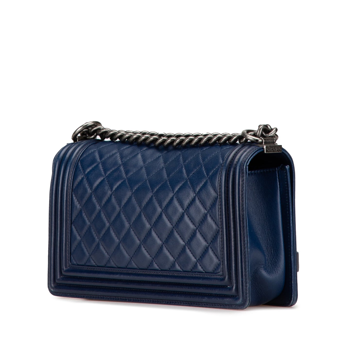 Blue Chanel Medium Lambskin Boy Flap Crossbody Bag