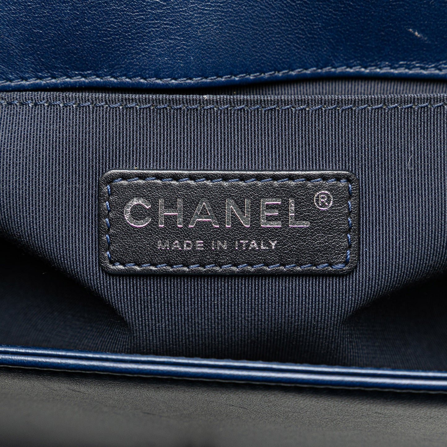 Blue Chanel Medium Lambskin Boy Flap Crossbody Bag