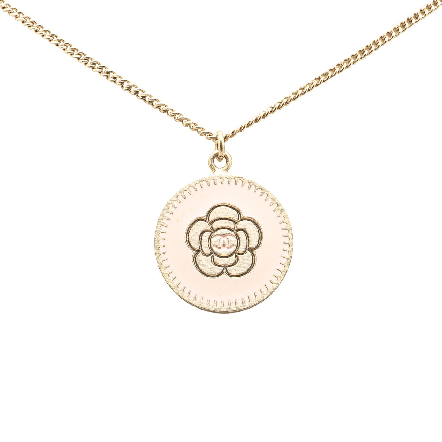 Gold Chanel Gold Plated Camellia Pendant Necklace
